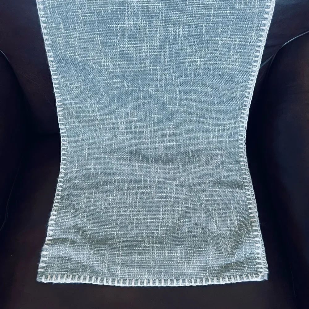 Modern Farmhouse Gray Textured Oversize Table Runner